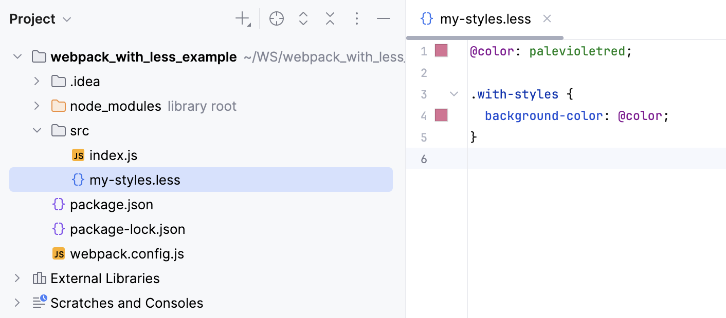 Compiling Less into CSS: project structure