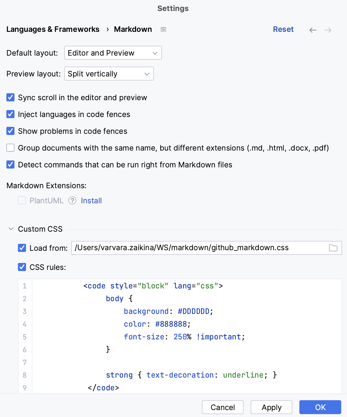 Specify custom CSS file Specify custom CSS file