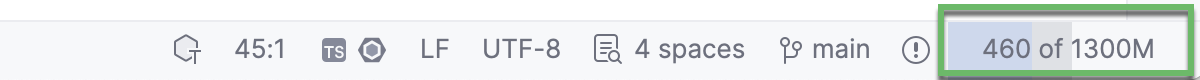 Memory indicator on the Status bar Memory indicator on the Status bar