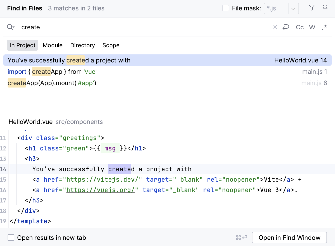 自定义 WebStorm：搜索和替换
