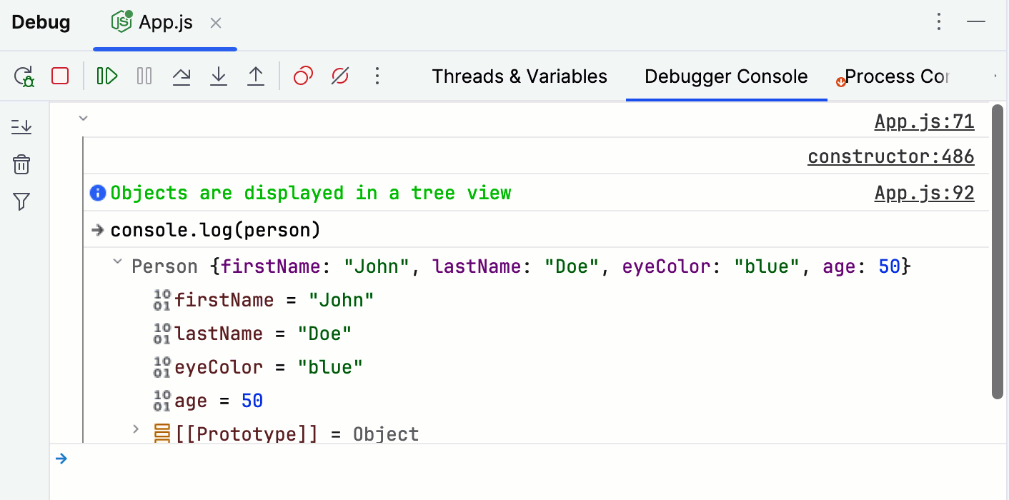 Node 交互式调试器控制台:运行 JavaScript 代码