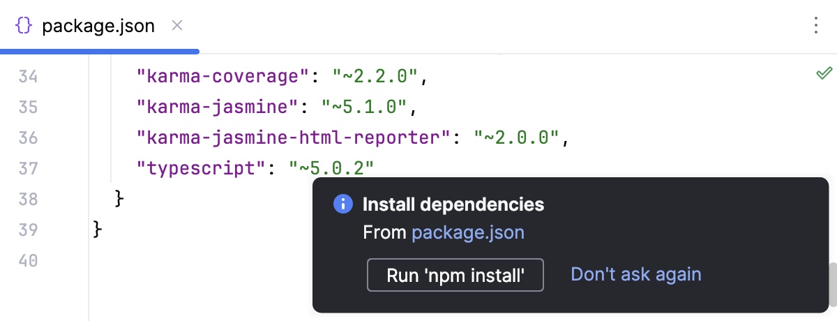 Opening an Angular application and downloading the dependencies from package.json Opening an Angular application and downloading the dependencies from package.json
