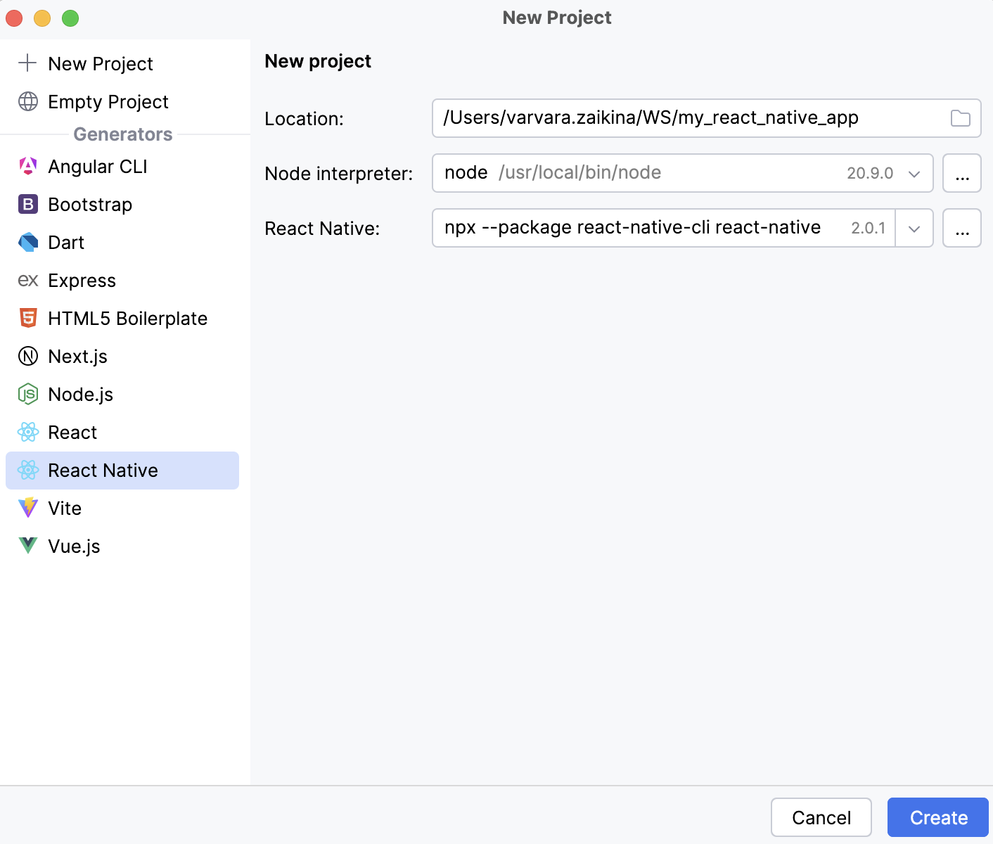 Creating a React Native app Creating a React Native app