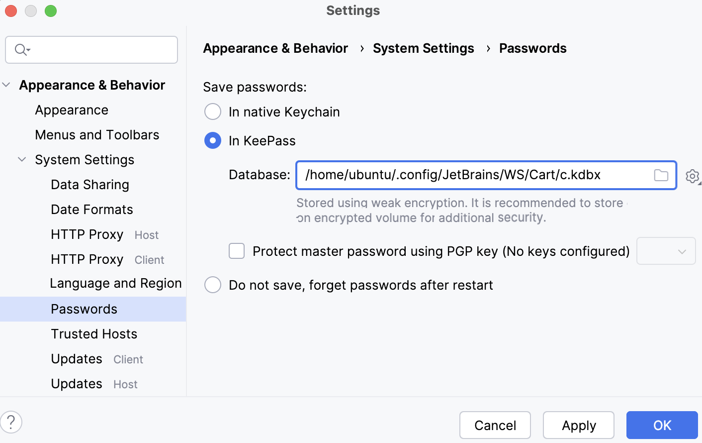 Remote password settings Remote password settings