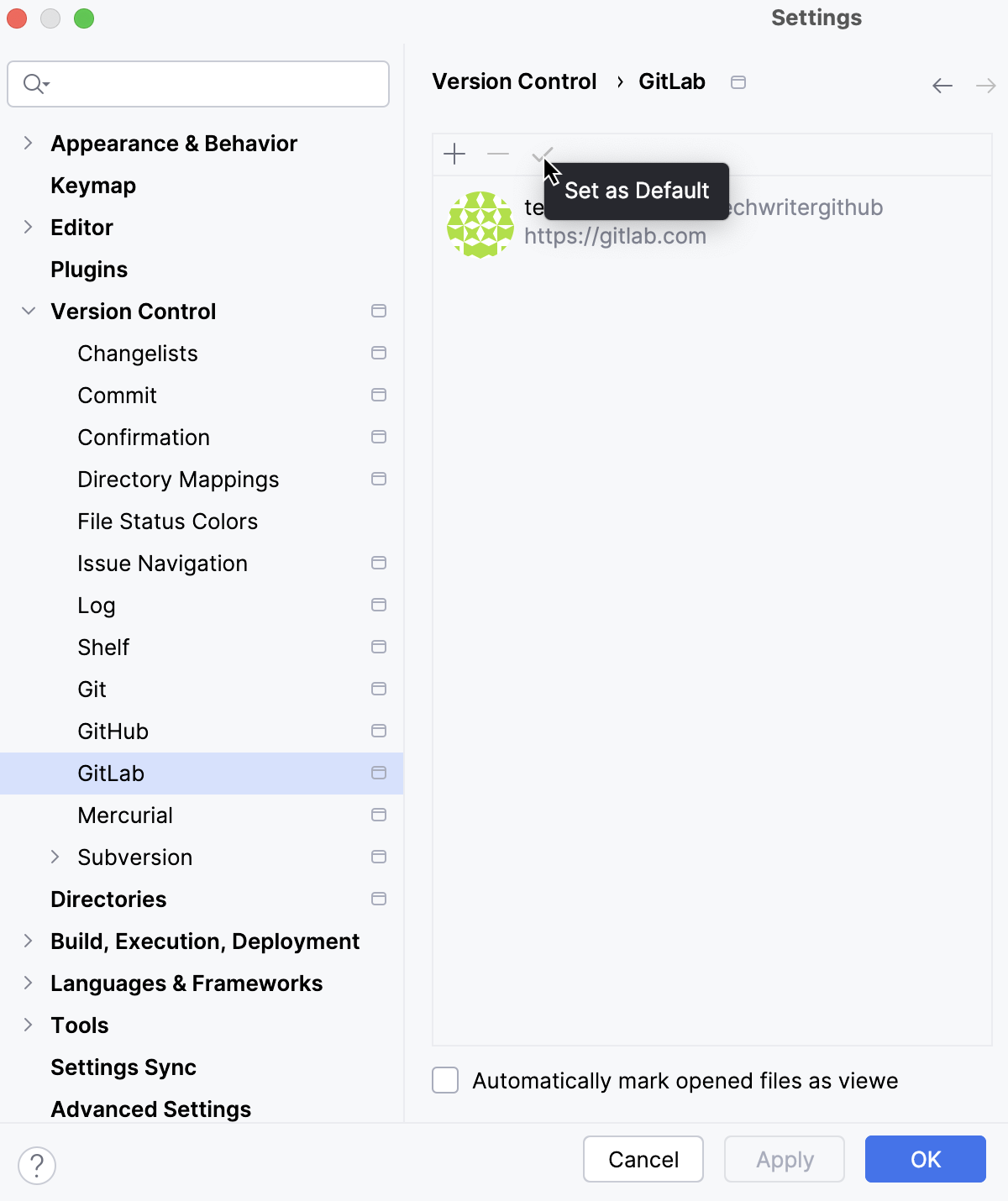 设置默认的 GitLab 账户 设置默认的 GitLab 账户