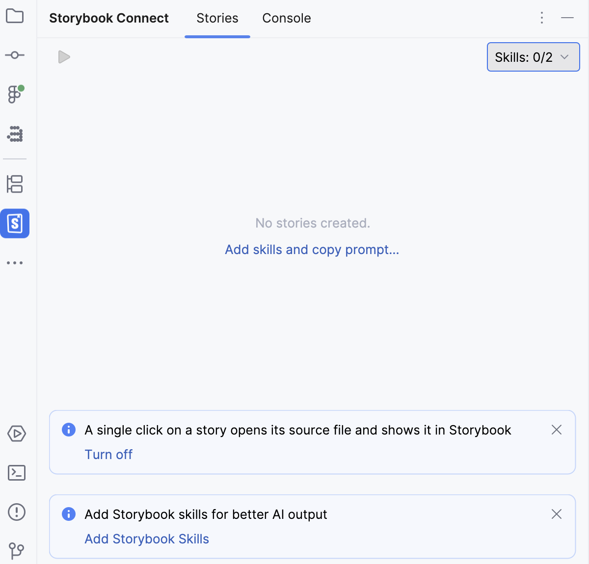 Storybook is initialized, add skills and stories Storybook is initialized, add skills and stories