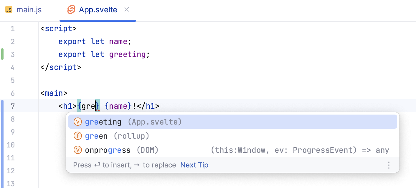 Svelte: code completion Svelte: code completion