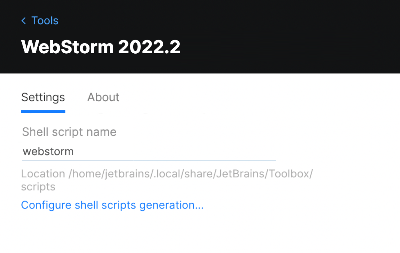 Toolbox App WebStorm Settings Toolbox App WebStorm Settings