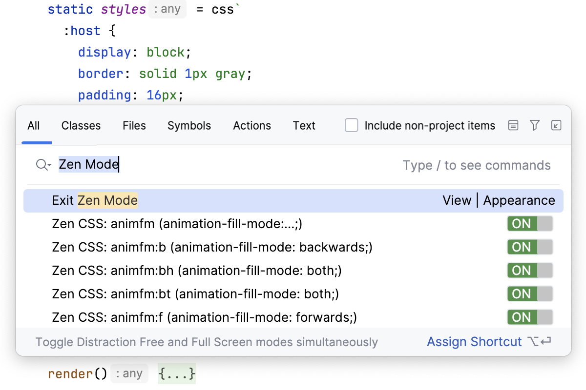 Exit Zen viewing mode using Find Action Exit Zen viewing mode using Find Action