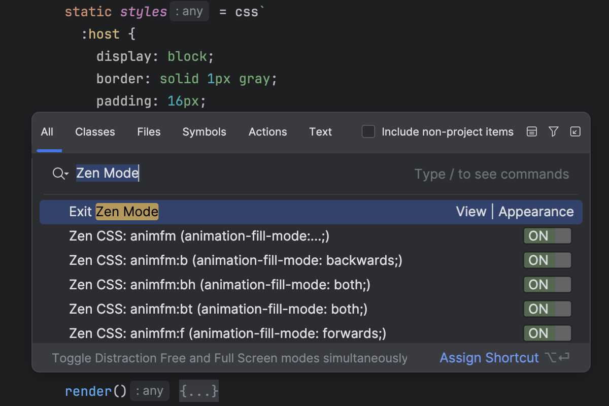 IDE viewing modes | WebStorm Documentation