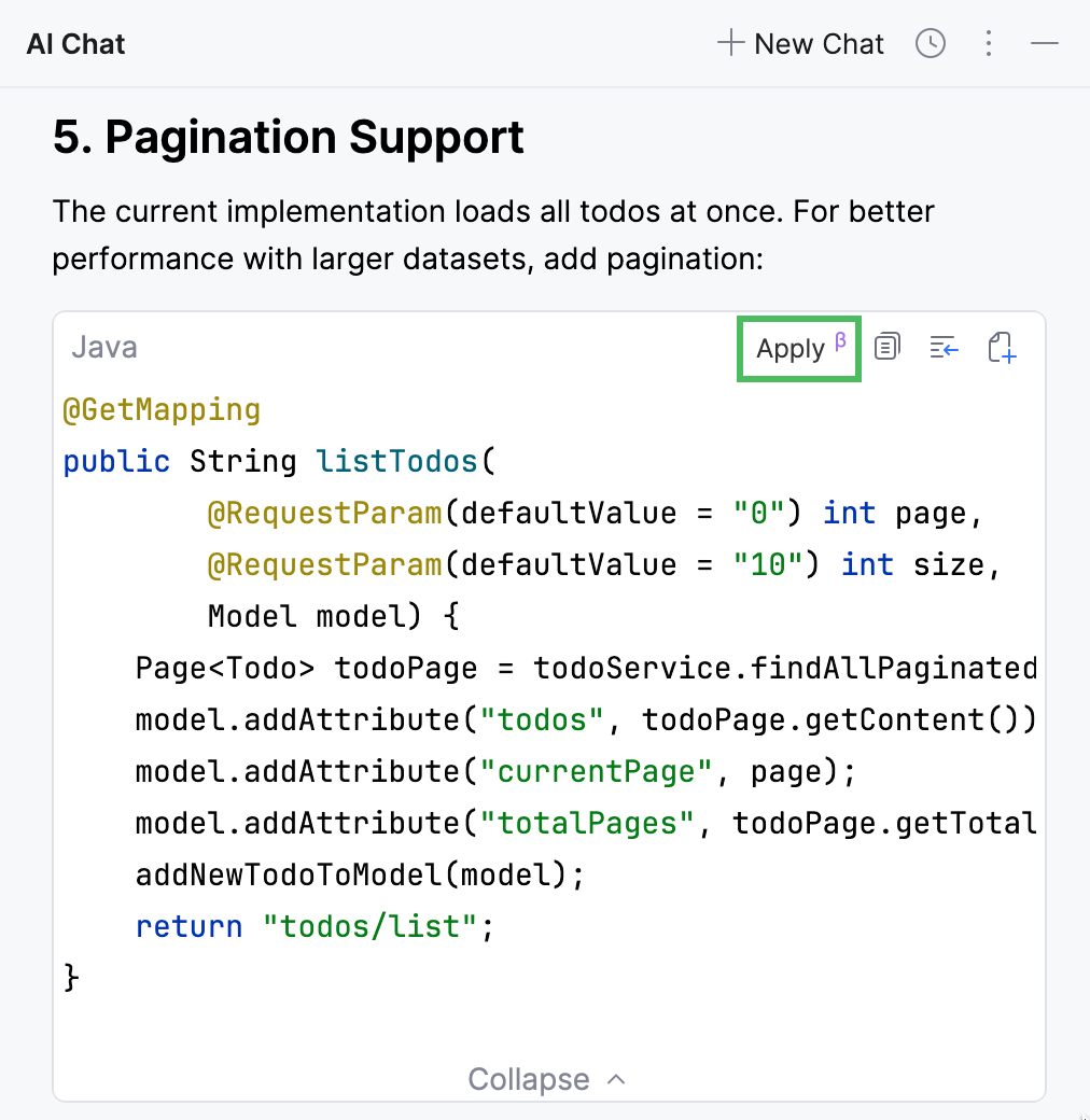 Apply changes to the current file Apply changes to the current file