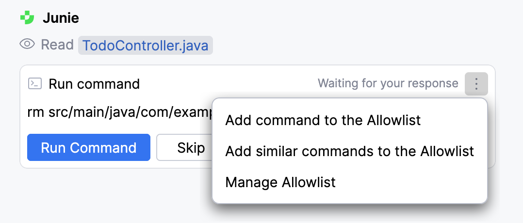 Add terminal command to Allowlist