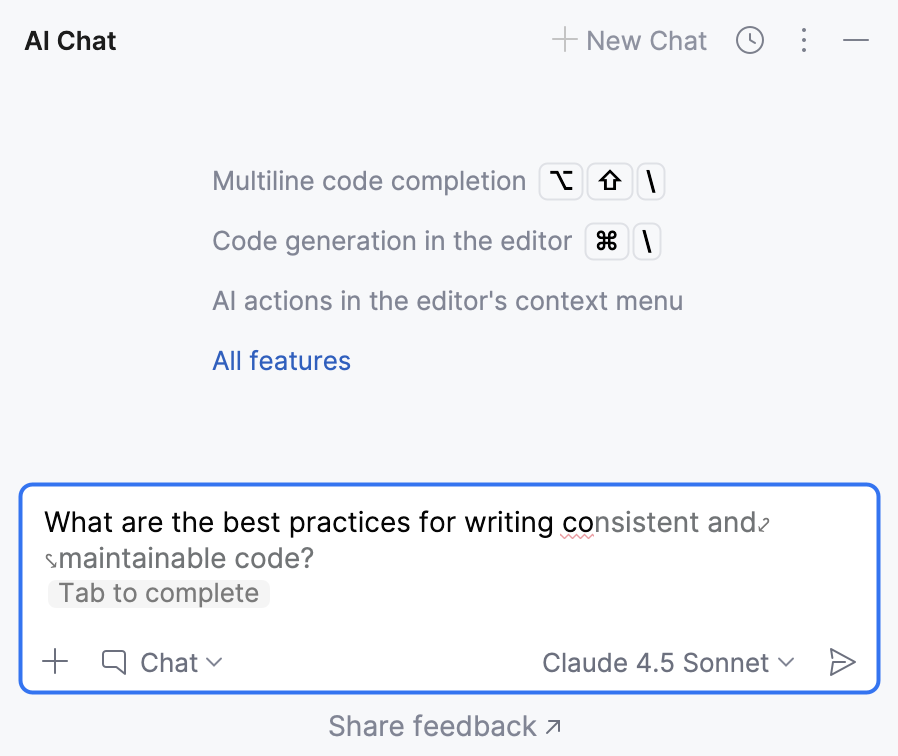 AI-generated code suggestion in AI Chat AI-generated code suggestion in AI Chat