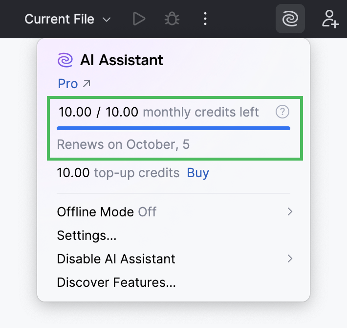Monthly credits counter