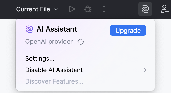 Third-party provider in JetBrains AI widget