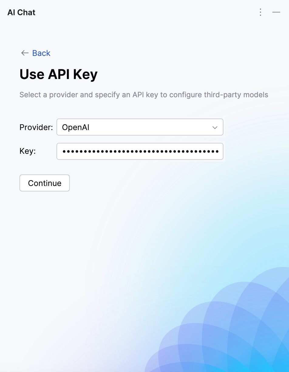 Specify provider and API key