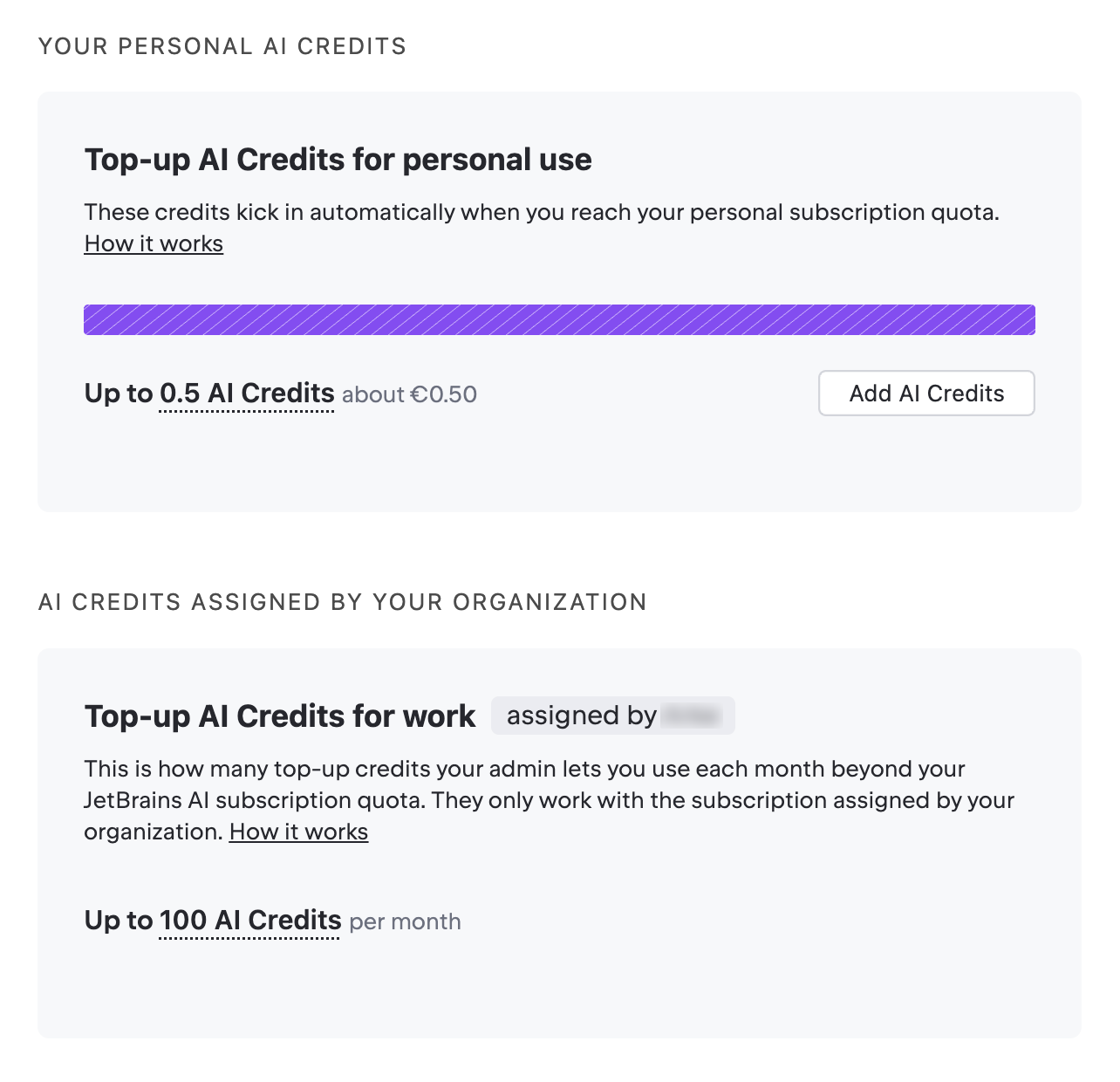 Review Top-up AI Credits balance