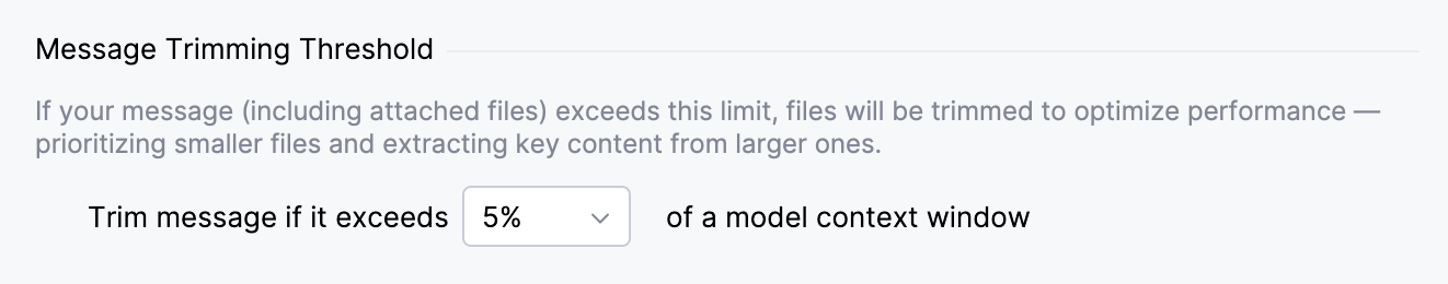 Set message trimming threshold Set message trimming threshold