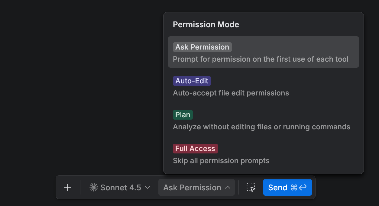 Select a permission mode for the model Select a permission mode for the model