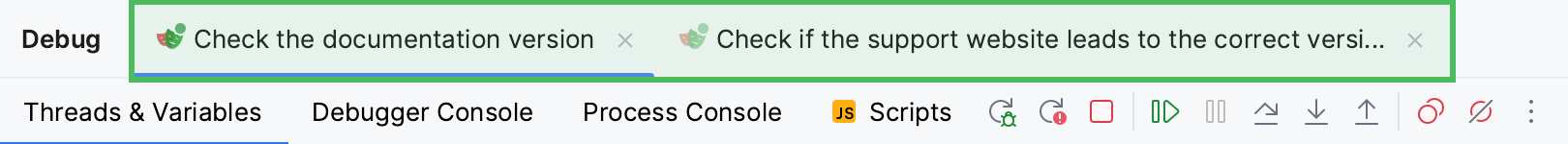 Debug tool window | Aqua Documentation