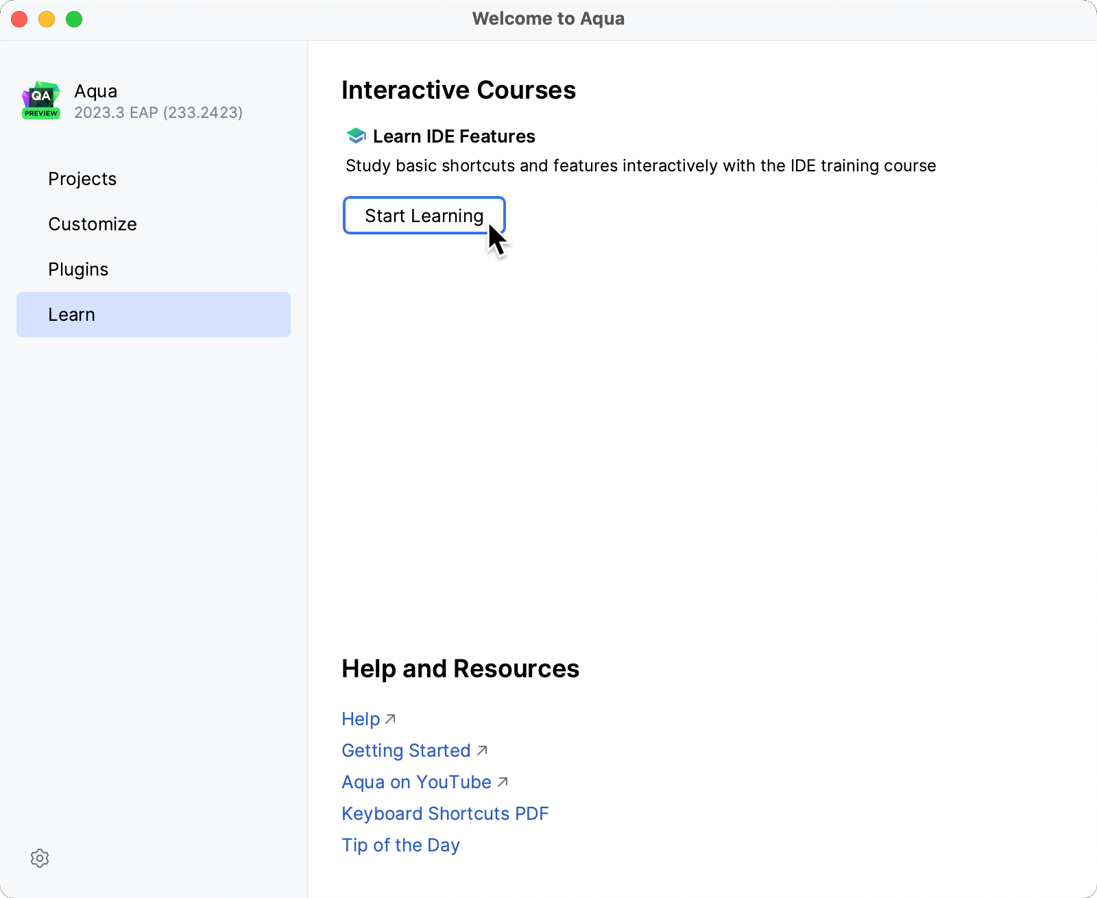 Learn IDE features | Aqua Documentation
