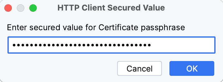 HTTP Client Secured Value window