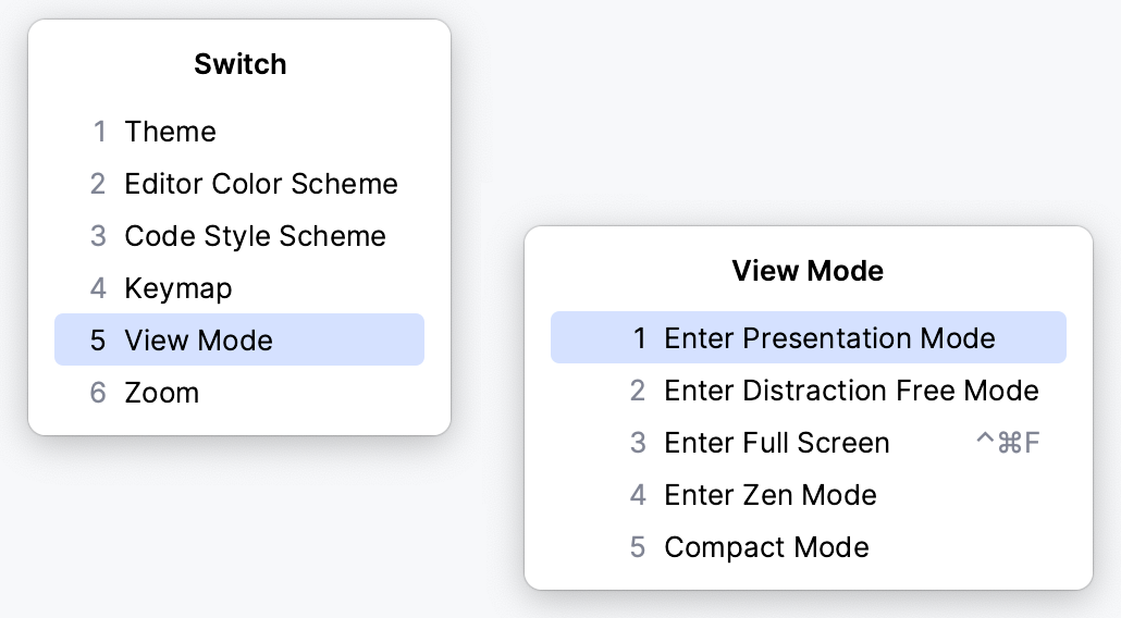 IDE viewing modes | Aqua Documentation