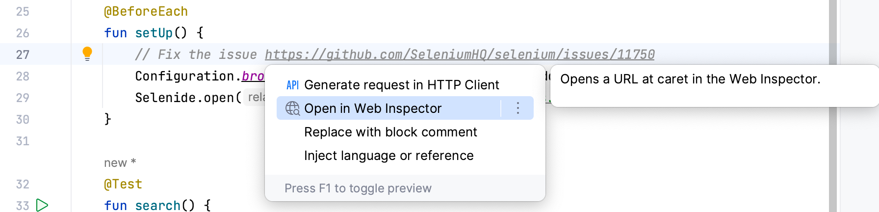 Open in Web Inspector
