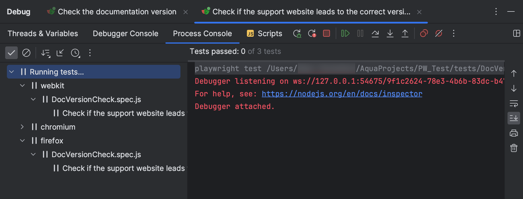Debug tool window | Aqua Documentation