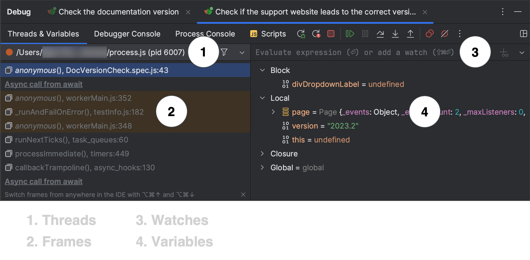 Debug tool window | Aqua Documentation