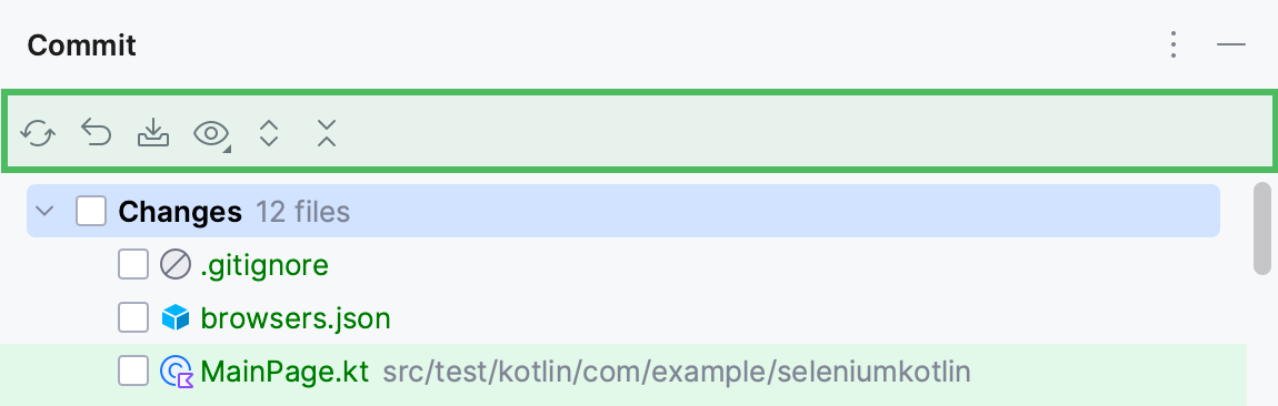 Tool window toolbar Tool window toolbar