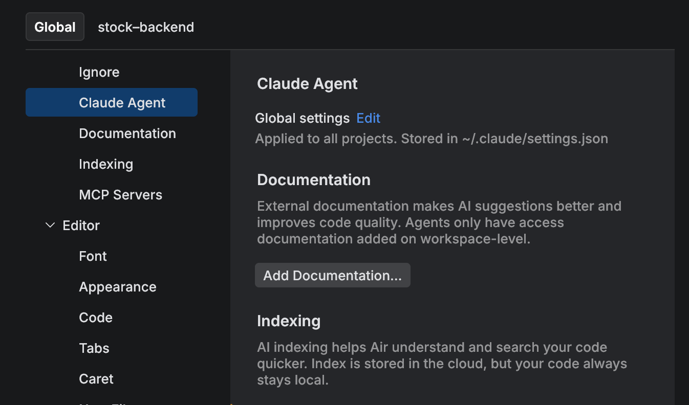 Claude Agent settings Claude Agent settings