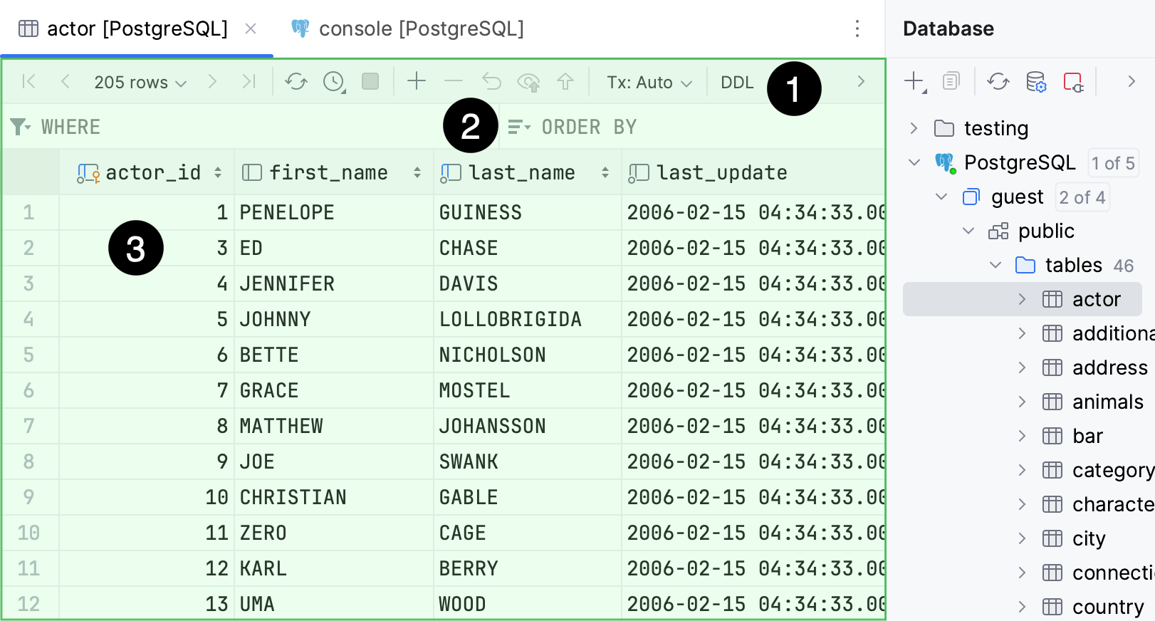 Data editor tab Data editor tab
