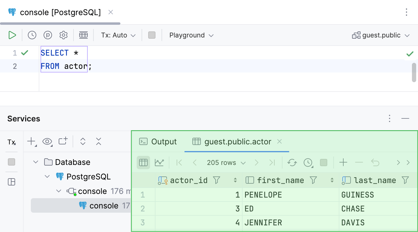 Result tab in the Services tool window Result tab in the Services tool window