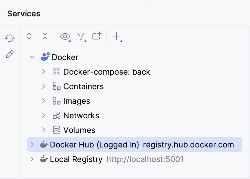 Docker registries in Services Docker registries in Services