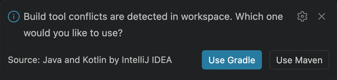 The notification shown when multiple build systems are detected within the workspace The notification shown when multiple build systems are detected within the workspace