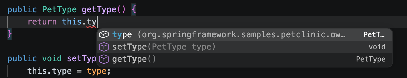 Code completion in the VS Code editor Code completion in the VS Code editor