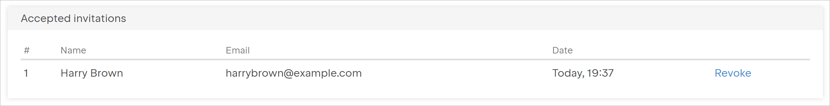 Accepted Invitations Section Accepted Invitations Section