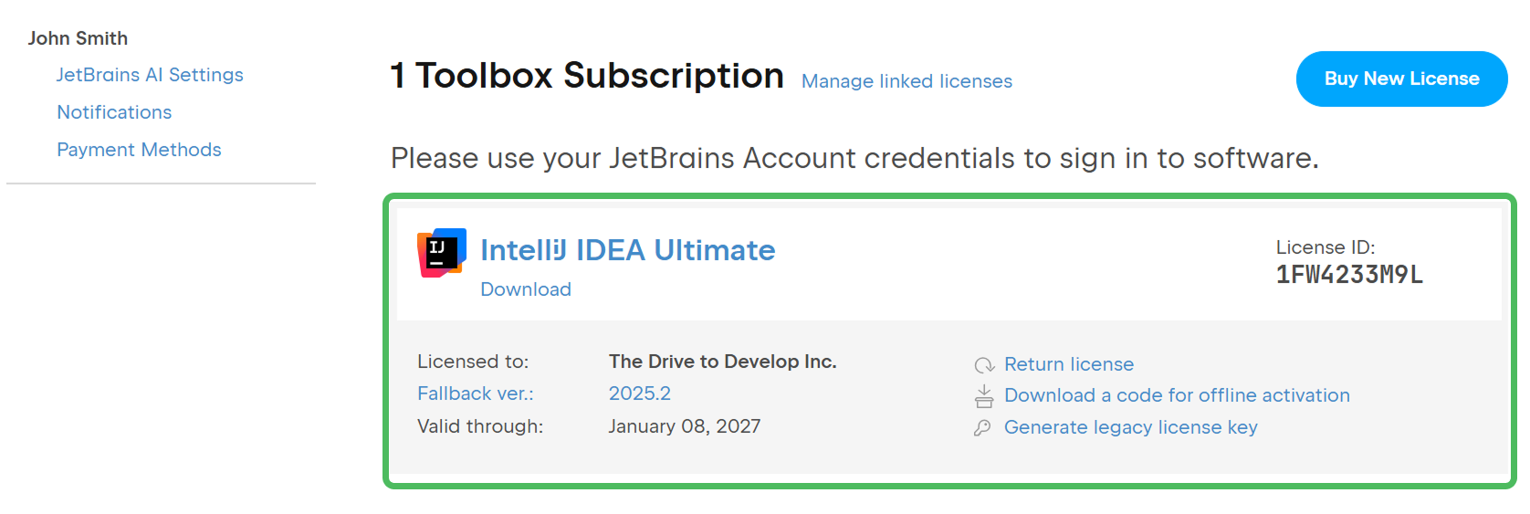 Assigned License On The Main Page Highlighted Assigned License On The Main Page Highlighted