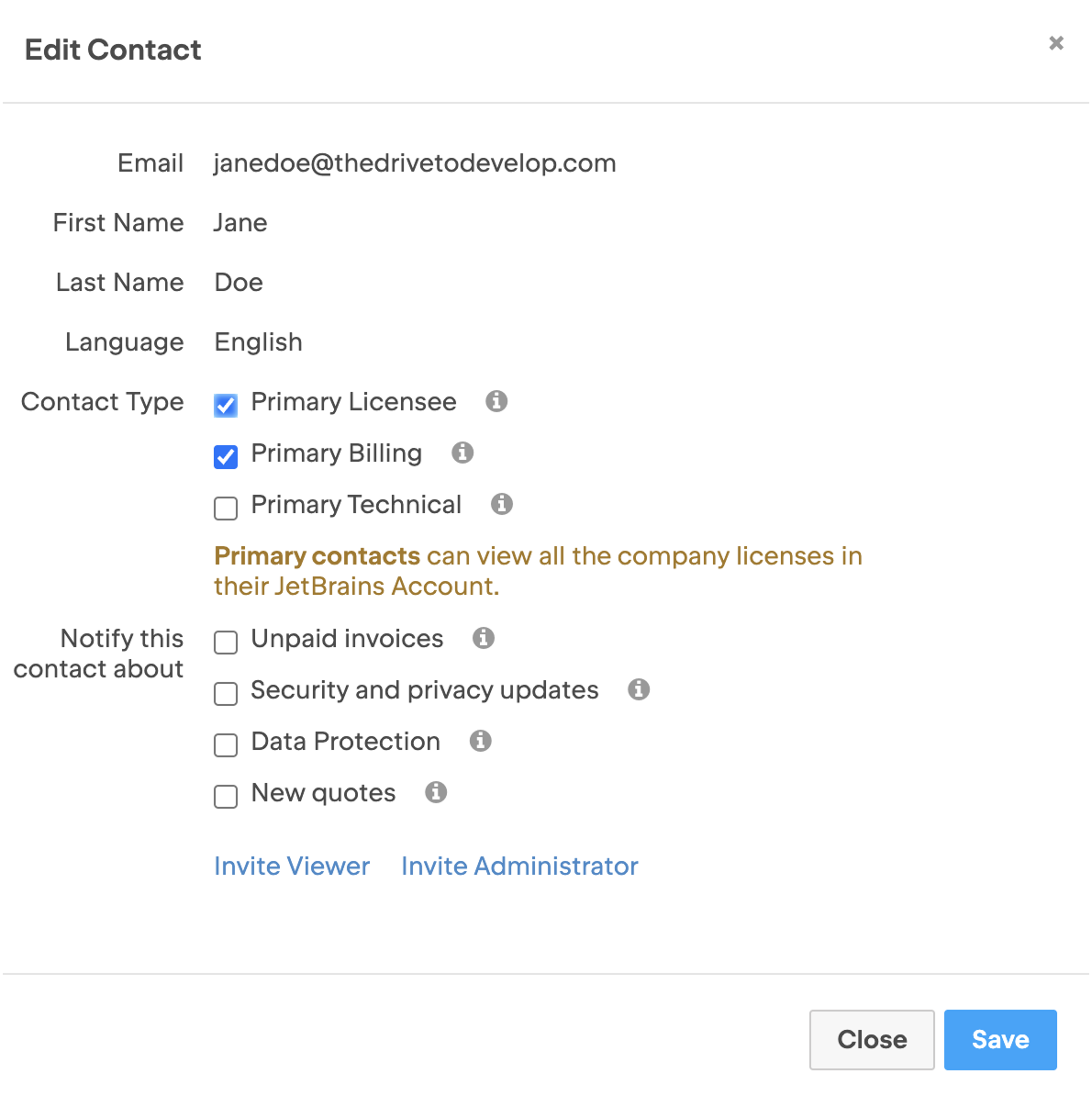 Edit Contact Dialog Edit Contact Dialog