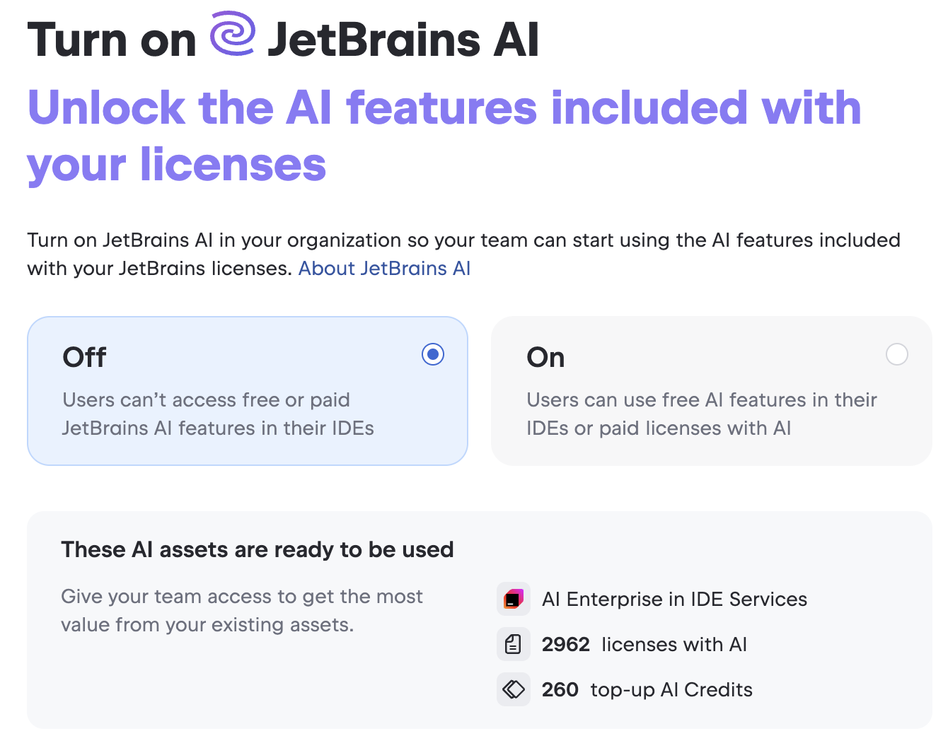 JetBrains AI disabled JetBrains AI disabled