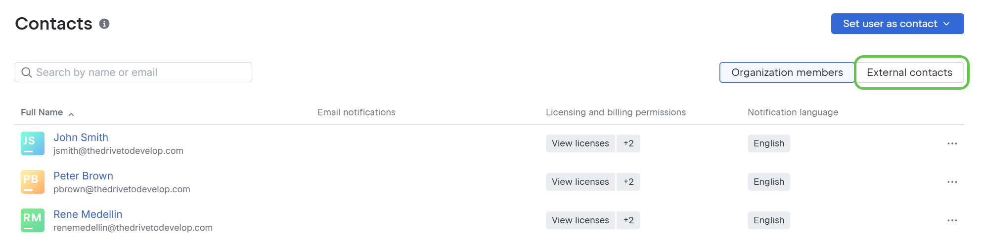 Contacts List Contacts List
