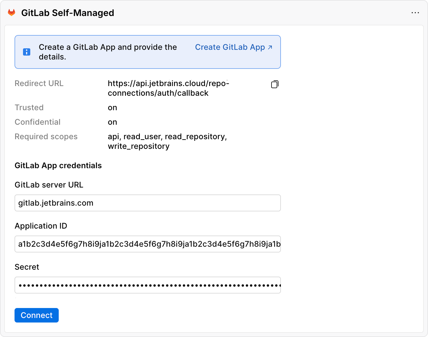 Create a GitLab Self-Managed connection Create a GitLab Self-Managed connection