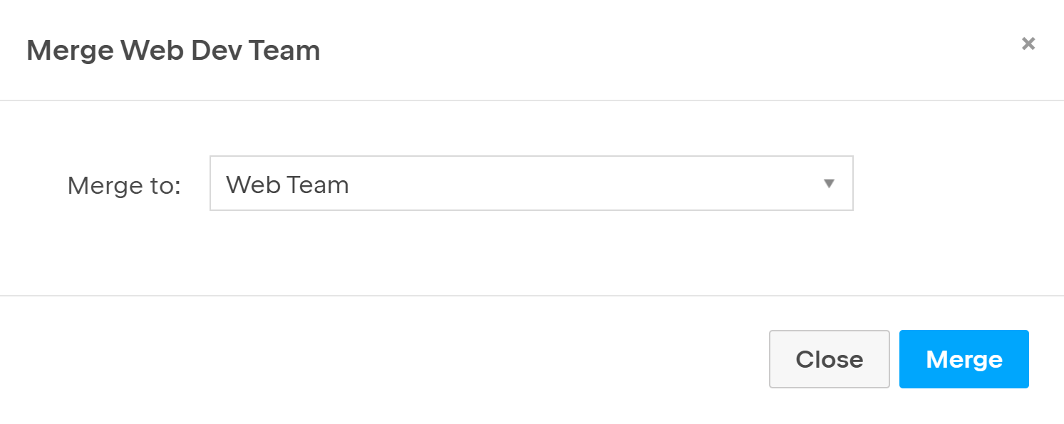 Merge Team Dialog Merge Team Dialog
