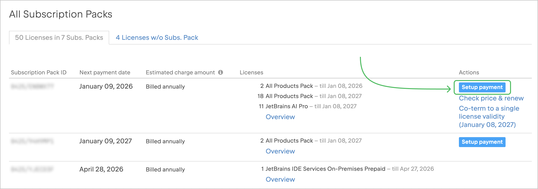 Set up payment button for subscription packs Set up payment button for subscription packs