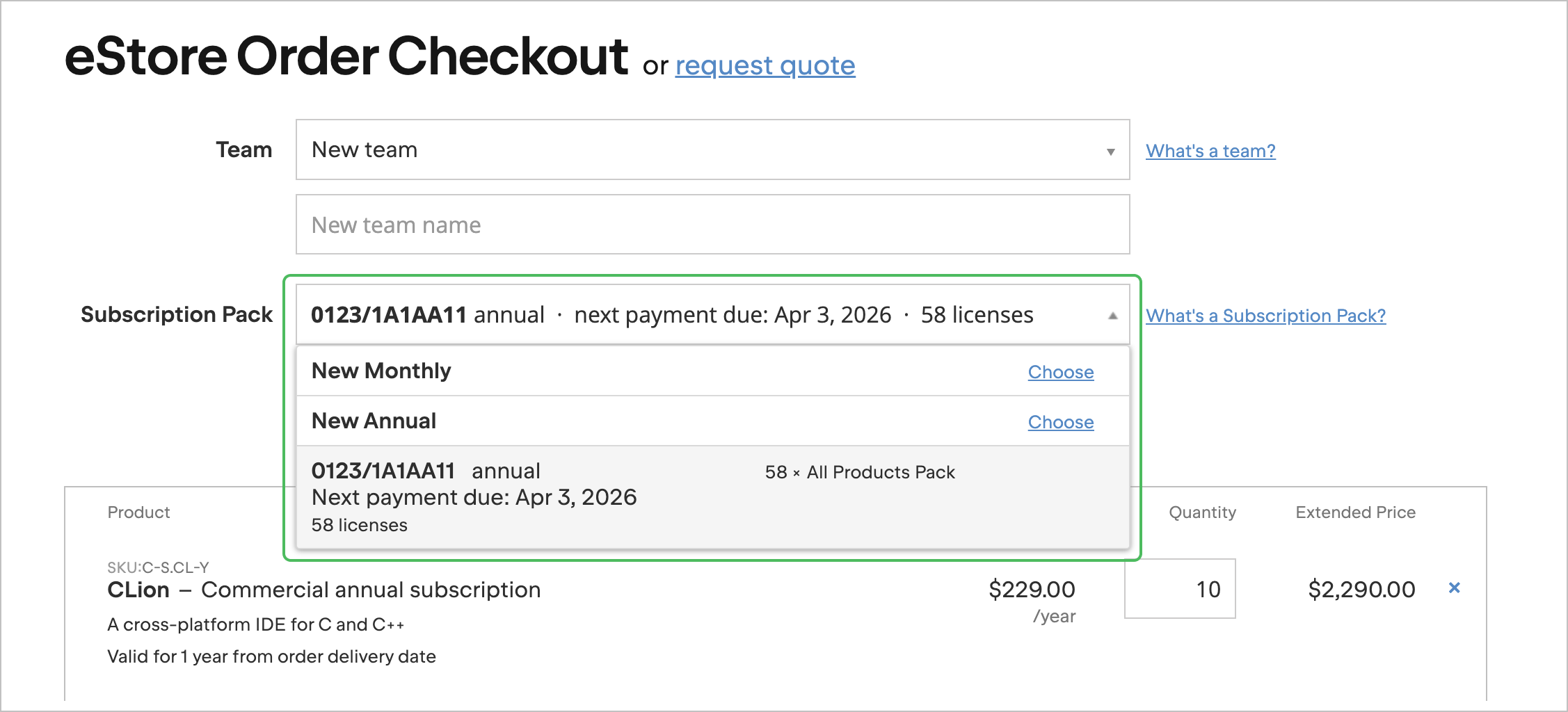Subscription Pack Dropdown On Checkout Highlighted Subscription Pack Dropdown On Checkout Highlighted