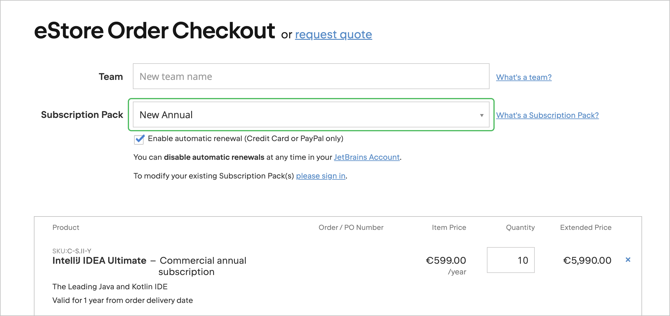 Subscription Pack Field On Checkout Highlighted Subscription Pack Field On Checkout Highlighted