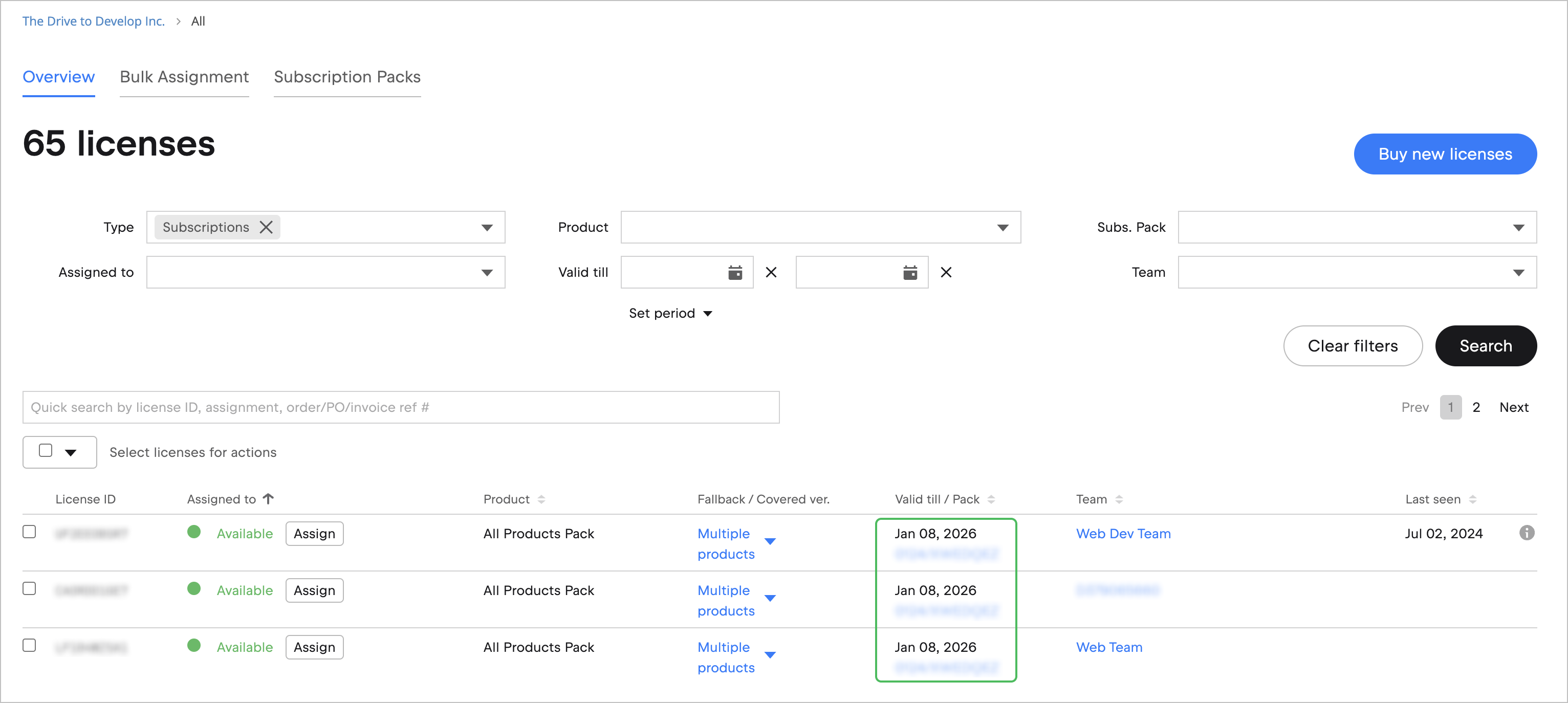 Valid Till Column Highlighted Valid Till Column Highlighted