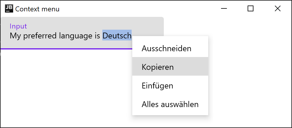 Context menu: Localization