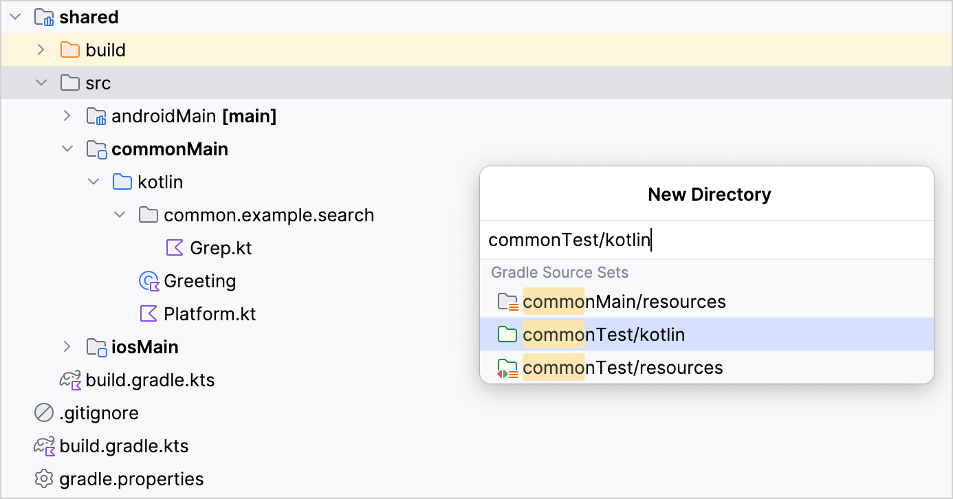 Creating common test directory